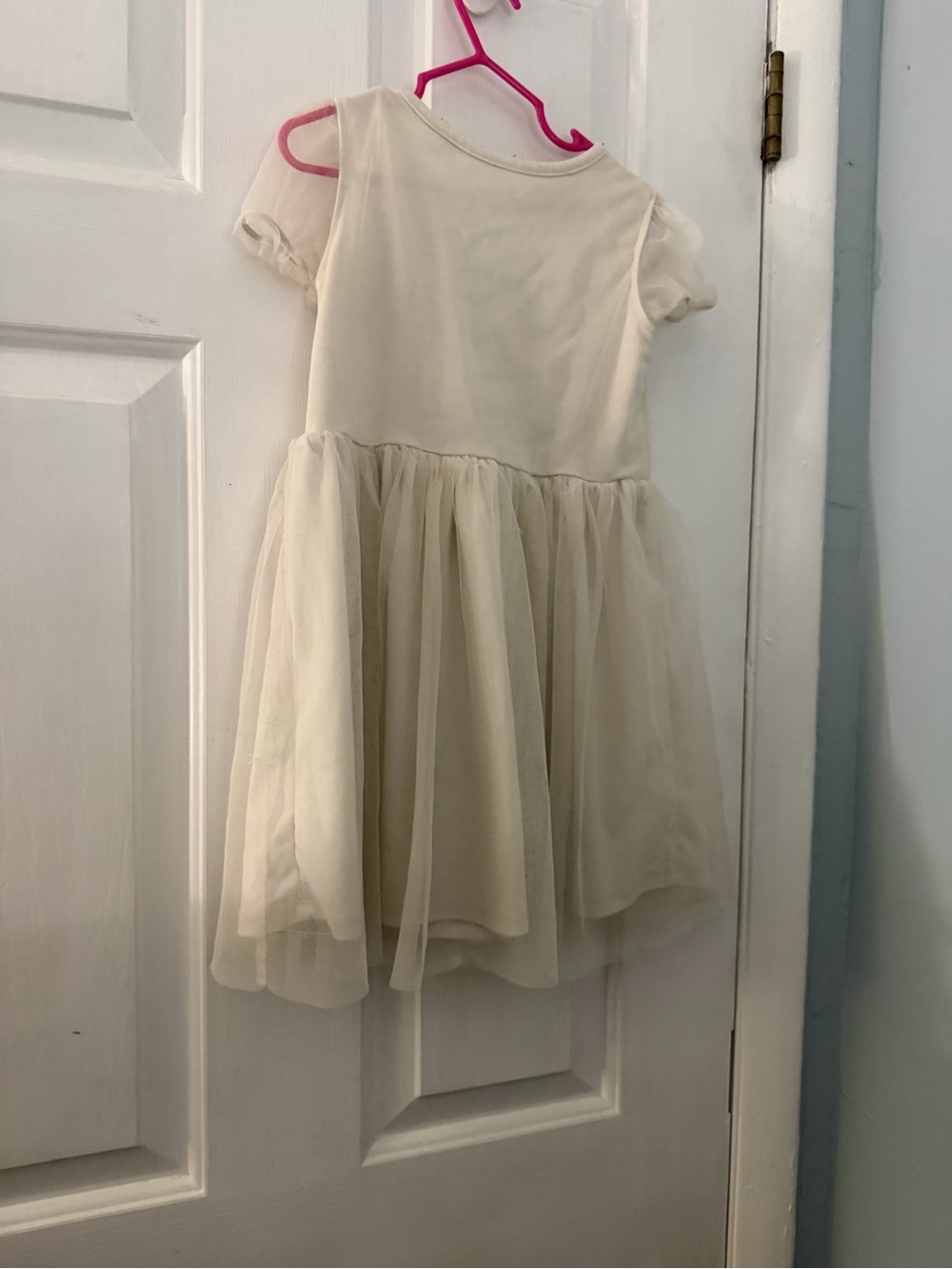 Disney Frozen II Anna Elsa Girls Cream Tulle Dress Size 5T - Picture 3 of 6